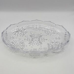 Vintage Mikasa Crystal Snowflake Pattern Oval Serving Dish